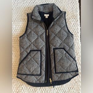 J. Crew Women's Quilted Herringbone Vest - Black and White